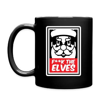 F**K DIE ELFEN - Mean Santa (Dunkle Variante) - Tasse einfarbig - Schwarz - Links