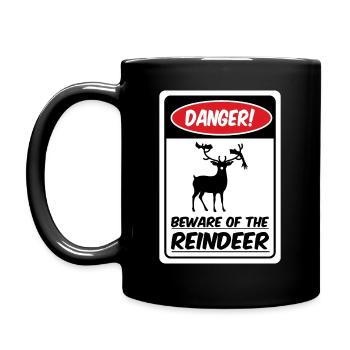 Vorsicht vor den Rentieren! (Gefahrenvariante) - Tasse einfarbig - Schwarz - Links