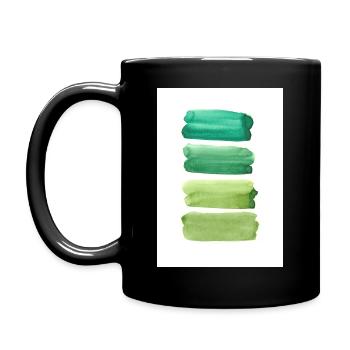 Aquarelle moderne coups de pinceaux colorés vert - Mug uni - noir - Gauche