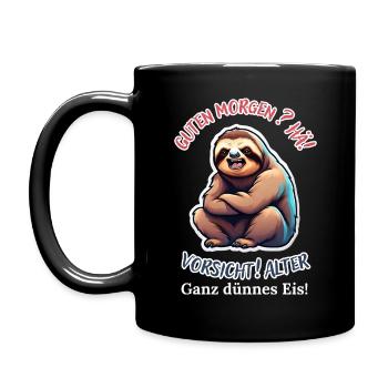 Good morning? Huh! Beware of old very thin ice - Full Colour Mug - black - Left
