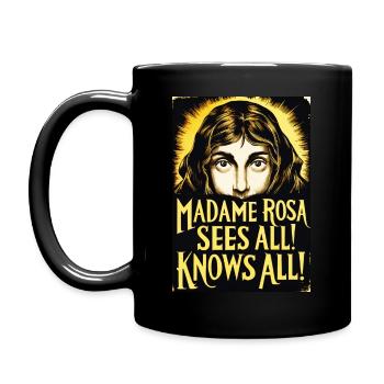 Madame Rosa sieht Alles weiß alle Wahrsagerin - Tasse einfarbig - Schwarz - Links