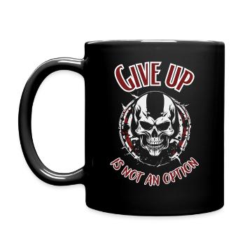 Giving up is not an option, saying with a skull - Full Colour Mug - black - Left