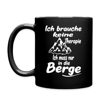 Ich Brauche Keine Therapie Muss Nur In Die Berge - Tasse einfarbig - Schwarz - Links