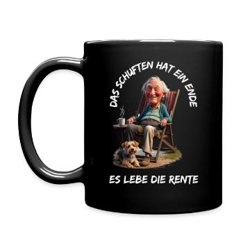 Das Schuften hat ein Ende-Es lebe die Rente - Tasse einfarbig - Schwarz - Links