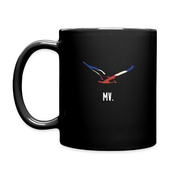 Mecklenburg-Vorpommern MV - Andenken Möwe Mcpomm - Tasse einfarbig - Schwarz - Links