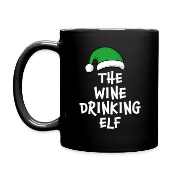 The Wine Drinking Elf - Full Colour Mug - black - Left