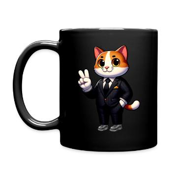 Elegant Business Cat - Full Colour Mug - black - Left