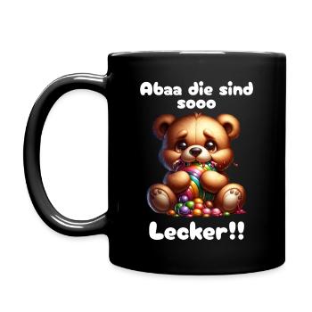 Abaa die sind sooo lecker – Süßer Teddy - Tasse einfarbig - Schwarz - Links