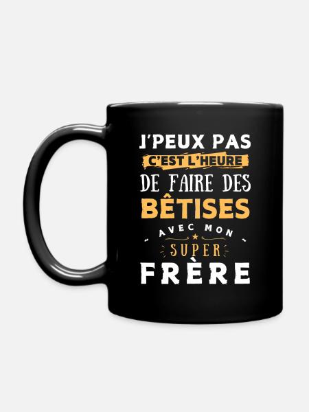 Bêtises avec mon super frère Cadeau humour enfant - Mug uni - noir