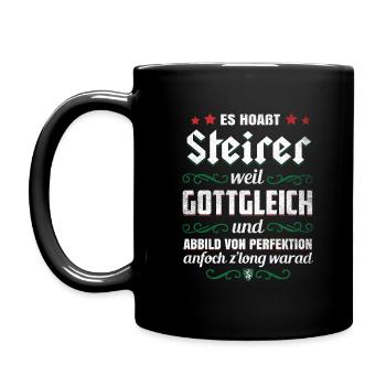 STEIRER WEIL GOTTGLEICH LUSTIG STEIERMARK GESCHENK - Tasse einfarbig - Schwarz - Links