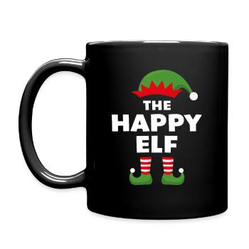 Der glückliche Elf - Tasse einfarbig - Schwarz - Links