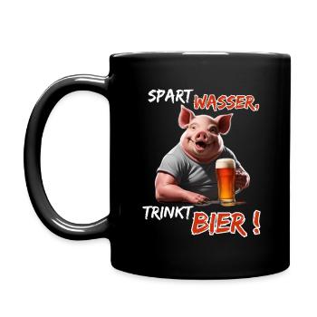 Économisez de l’eau, buvez de la bière !-Drôle de cochon de fête - Mug uni - noir - Gauche
