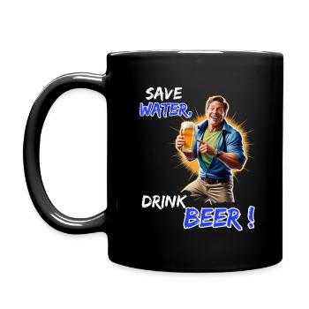Save Water, Drink Beer - Funny Party Outfit - Full Colour Mug - black - Left