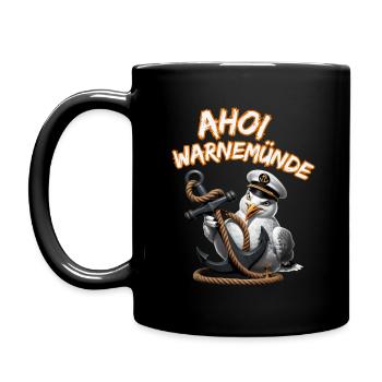Ahoy Warnemünde ! Drôle de mouette avec ancre - Mug uni - noir - Gauche