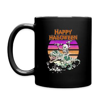 Skelett auf Tyrannosaurus Rex Sweet oder Trick Fel - Tasse einfarbig - Schwarz - Links