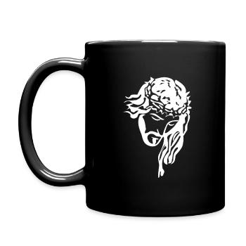 Jésus avec chapelet silhouette blanc - Mug uni - noir - Gauche
