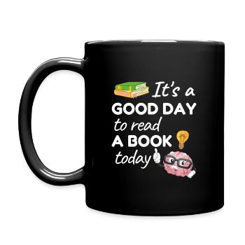 Its a good day to read a book today - Bücherwurm - Tasse einfarbig - Schwarz - Links