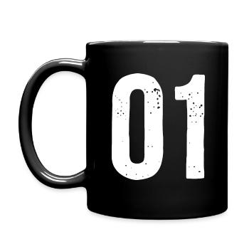 01 Zahlen Weiß - Tasse einfarbig - Schwarz - Links
