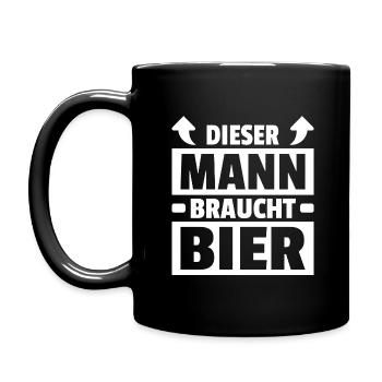Dieser Mann Braucht Bier Trinker Saufen Sprüche - Tasse einfarbig - Schwarz - Links