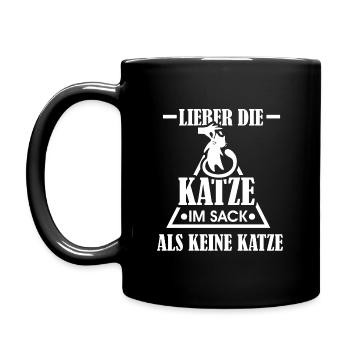 Katzen Tshirt-Sack - Tasse einfarbig - Schwarz - Links