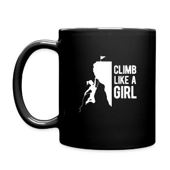 cool saying climb woman climber mountains women - Full Colour Mug - black - Left