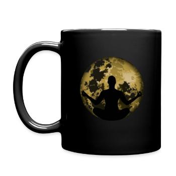 Yoga Meditation Mond - Tasse einfarbig - Schwarz - Links