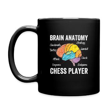 Lustiges Schach - Gehirn anatomie eines Schachspielers - Tasse einfarbig - Schwarz - Links