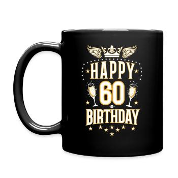 06 Happy 60 Birthday Crown Wings - Tasse einfarbig - Schwarz - Links