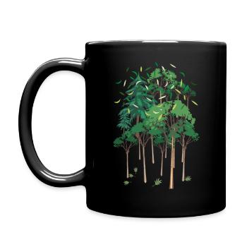 01 Forêt Verte Arbres Feuilles Nature - Mug uni - noir - Gauche