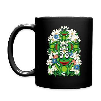 16 Flowers Frog Frog Frogs - Full Colour Mug - black - Left