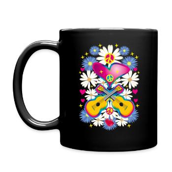 27 Cœurs Guitares Paix Fleur Enfants Fleurs - Mug uni - noir - Gauche
