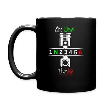 Motorrad Gänge Schaltung 1N23456 - Tasse einfarbig - Schwarz - Links