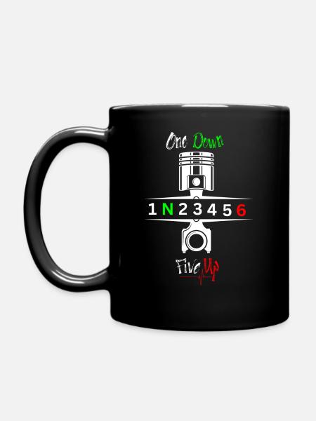 Motorrad Gänge Schaltung 1N23456 - Tasse einfarbig - Schwarz
