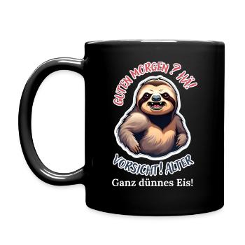 Good morning? Huh! Beware of old very thin ice - Full Colour Mug - black - Left