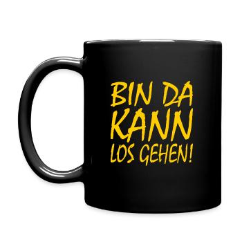 Bin da kann losgehen - Tasse einfarbig - Schwarz - Links