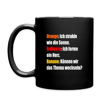Orange Erdbeere Banane - Tasse einfarbig - Schwarz - Links