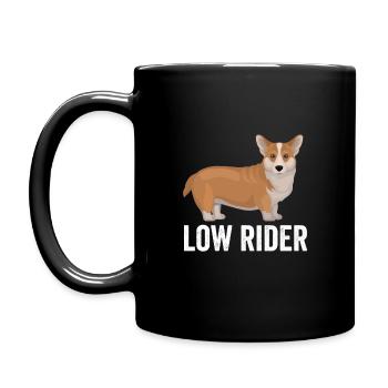 Corgi Dog Low Rider - Full Colour Mug - black - Left