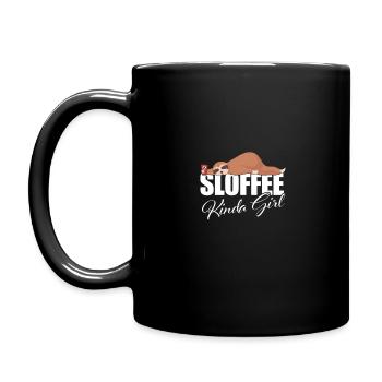Faultier Kaffee süchtig Frauen - Sloffee Kinda Girl - Tasse einfarbig - Schwarz - Links