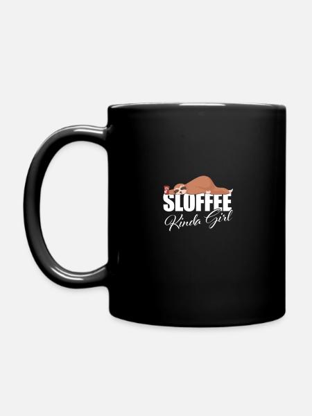 Sloth Coffee Addict Womens - Sloffee Kinda Girl - Full Colour Mug - black