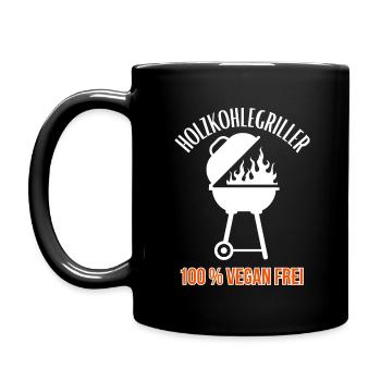 Charcoal Grill-100% Vegan Free-BBQ - Full Colour Mug - black - Left