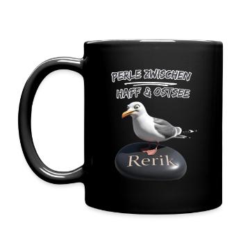 Rerik Perle zwischen Haff & Ostsee-Rerik Möwe - Tasse einfarbig - Schwarz - Links