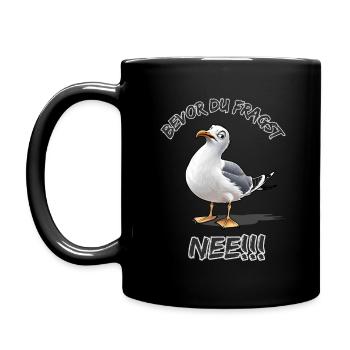 Funny saying with seagull Before you ask No !! - Full Colour Mug - black - Left