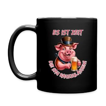 Es ist Zeit die Sau Rauszulassen!-Coole Party Sau - Tasse einfarbig - Schwarz - Links