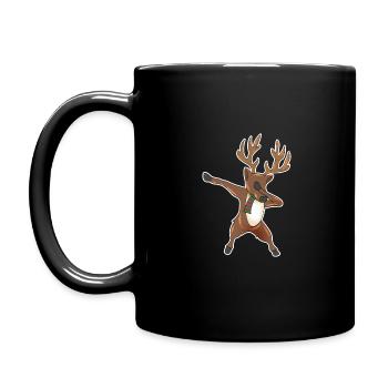 Dabbing reindeer dance funny Christmas gift - Full Colour Mug - black - Left