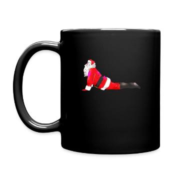 Weihnachtsmann Yoga lustig Weihnachtsgeschenk XMAS - Tasse einfarbig - Schwarz - Links