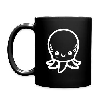 Kraken Tintenfisch Geschenk Idee weiß - Tasse einfarbig - Schwarz - Links