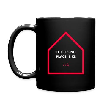 THERE'S NO PLACE LIKE ::1 - dunkel - Tasse einfarbig - Schwarz - Links