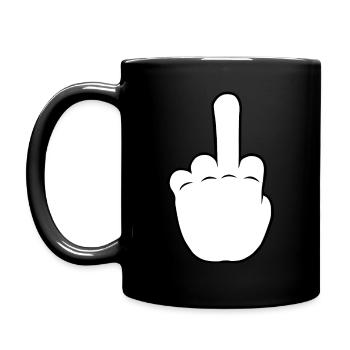 Hand middle finger | BP | Black/White - Tasse einfarbig - Schwarz - Links
