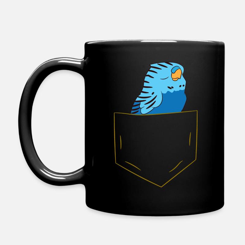 Wellensittich - In Brusttasche / Hemdtasche - Tasse einfarbig - Schwarz