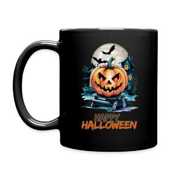 Happy Halloween with Spooky House & Jack-o'-lanterns - Full Colour Mug - black - Left